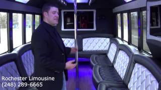 preview picture of video 'Rochester Limousines Newest 32 Passenger Tiffany Limo Bus'