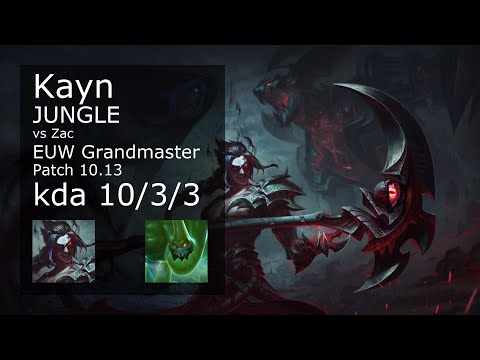 Kayn vs Zac Jungle - EUW Grandmaster 10/3/3 Patch 10.13 Gameplay