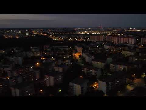 Białystok nocą - Zielone Wzgórza, Słoneczny Stok i Leśna Dolina z drona