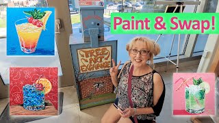 Art Swap Adventure! Trading my Cocktail Paintings at the Bangor Art Exchange PLUS Painting Demo!
