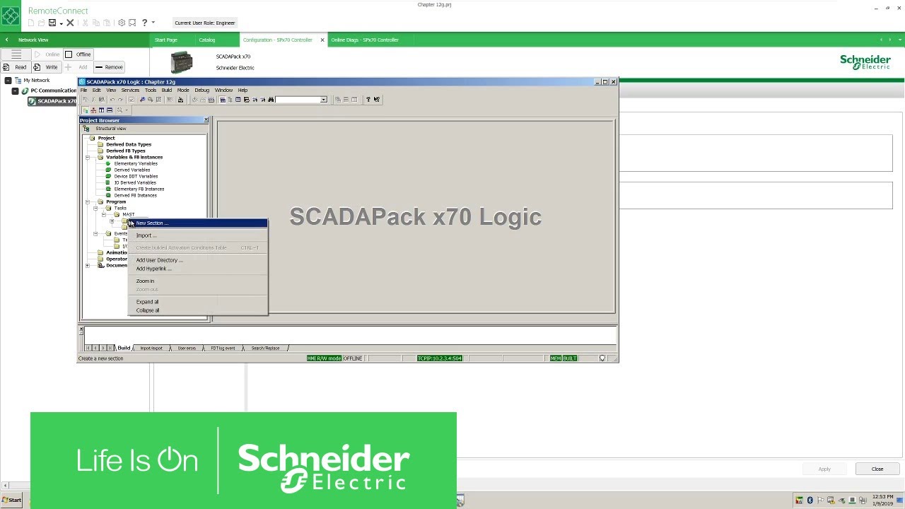 How to transfer a program with the RemoteConnect x70 Logic editor