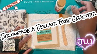Resin Project -DIY a Dollar Tree Coaster with a Napkin-Watercolors-Epoxy🌸🦋👩🏽🎨
