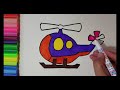 Color Painting Beautiful Helicopter With Sketch Colors