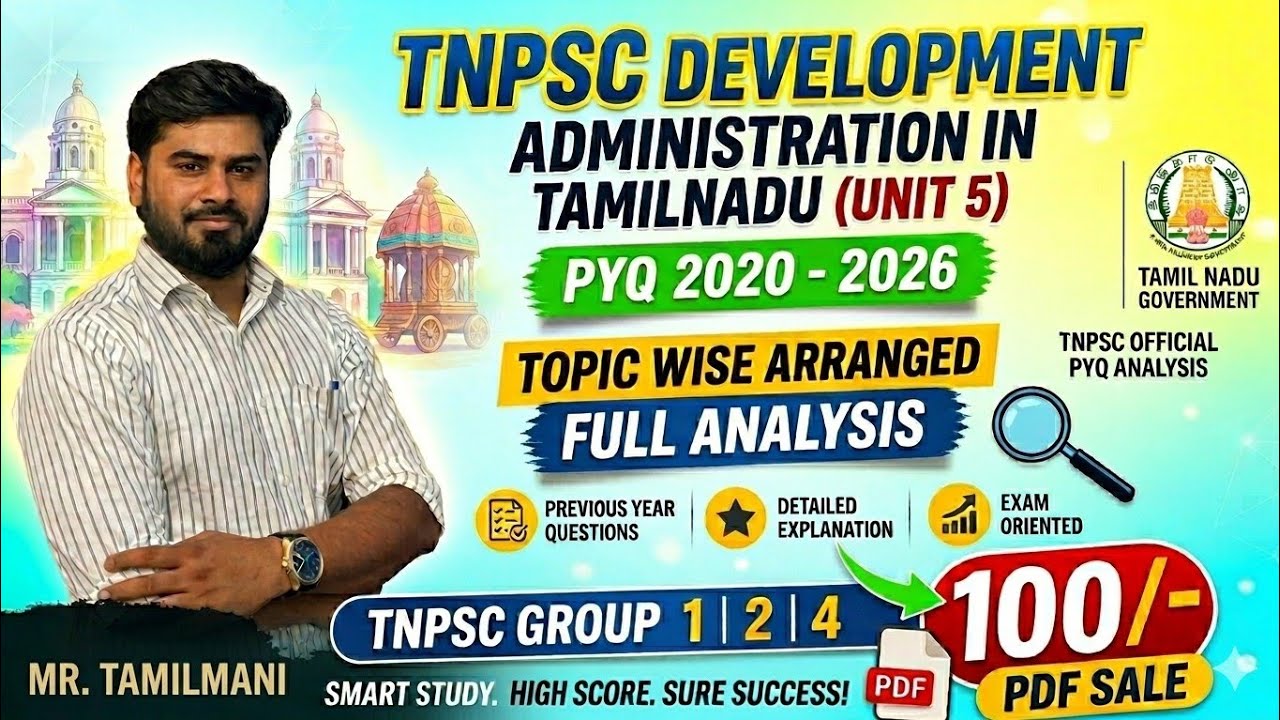 Unit 5/Development Administration in Tamilnadu/TNPSC GROUP 1,2,4 /Topic wise PYQ #tnpsc  