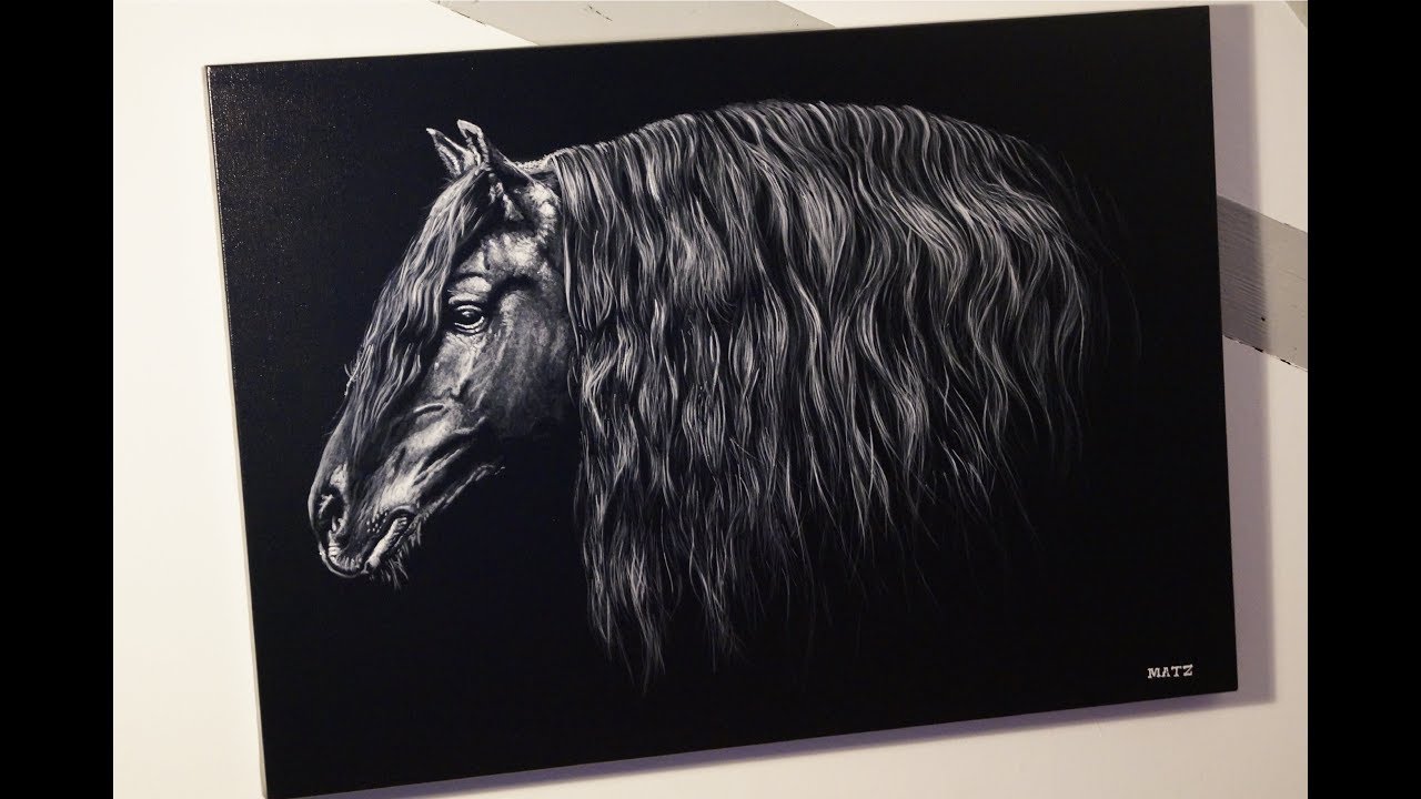 Comment peindre un cheval, peinture d'un frison...