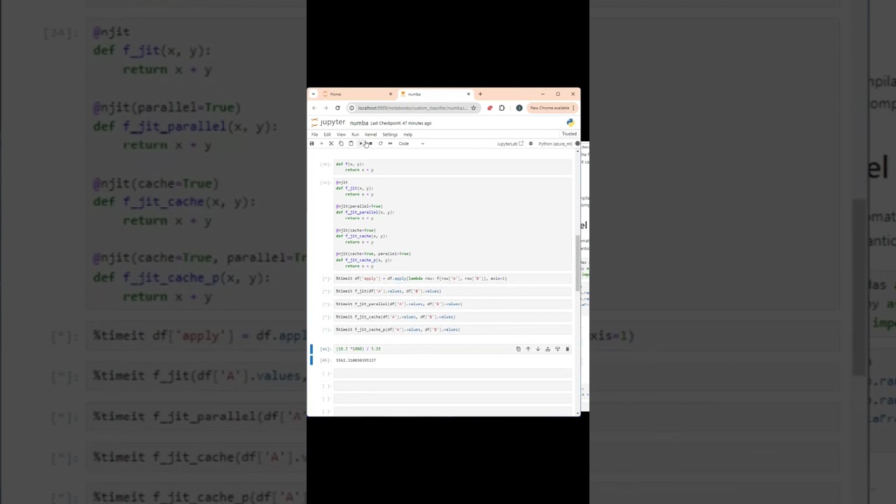 Optimize python code with numba JiT compiler