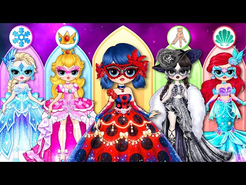 Disney Princess, Wednesday & Ladybug Try Prom Dresses | Best DIY Fashion Paper Dolls