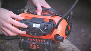 Автомобільний компресор Black&Decker Li-Ion, 18V, (без АКБ та ЗП) — відео 1