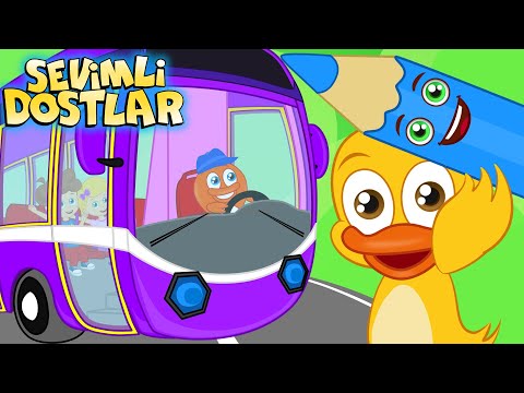 Otobüsün Tekerleği ile Renkleri Öğreniyorum 🌈 | Sevimli Dostlar Bebek ve Çocuk Şarkıları | Adisebaba