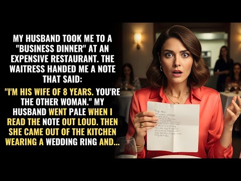 At a business dinner, WAITRESS gave me a note: "I'm HIS WIFE of 8 years. YOU'RE THE OTHER WOMAN."