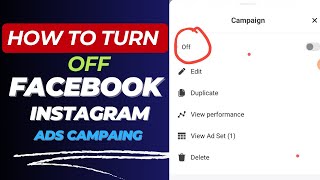 How to turn off Facebook/Instagram ad campaign in Facebook ads manager