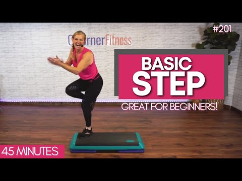 45 Min Beginner Step Aerobics Workout at Home - Burn Calories with BASIC STEP!