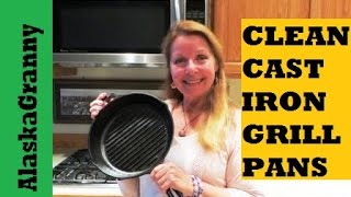 How To Clean Cast Iron Grill Pan With Stuck On Food- Cleaning Tips Tricks Hacks