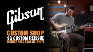 Video thumbnail for Gibson Custom Shop SG Custom Reissue Lightly Aged Classic White | CME Gear Demo | Joel Bauman by Chicago Music Exchange