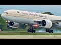 FullHD Saudi Arabian Boeing 777 200 ER Landing Takeoff At Geneva GVA LSGG
