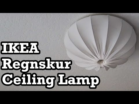 IKEA Regnskur Ceiling Lamp White 19 Textile Shade Cloth Fabric Light Unboxing Setup Review Install