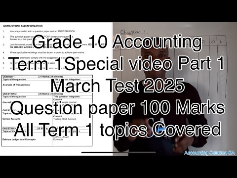 Grade 10 Accounting Term 1 | March Test 2025 Full Paper | CRJ CPJ | Accounting Equation and Ledger