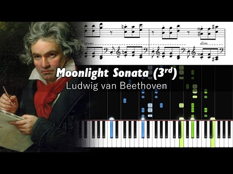 Beethoven - Moonlight Sonata (3rd Movement) - Piano Tutorial with Sheet Music
