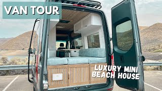 Custom Crafted Luxury Van Build with Bathroom | MINI BEACH HOUSE VAN TOUR | Tiny Home On Wheels