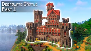 Minecraft: How to build a Deepslate Medieval Castle | Tutorial [PART 1]