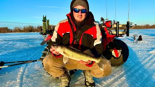 Ice Fishing a Wisconsin River Flowage for Walleye and Crappie!