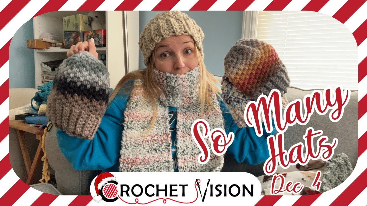 Making Hats? And Putting Up the Tree | Crochet Vision Vlogmas Day 4