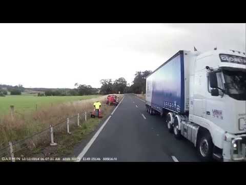 Road work vehicle lost the back load