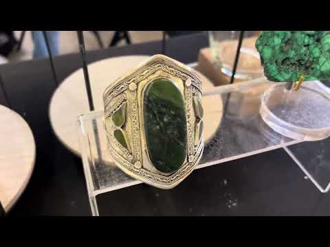 Feather fluorite, Malachite, & Jade