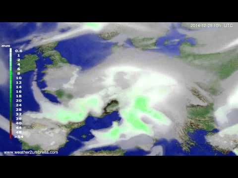 Precipitation forecast Europe 2014-12-24