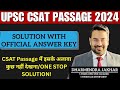 UPSC Csat All Passage Solution With Official Answer Key 2024 CSAT 2024 Passage Smart Solution
