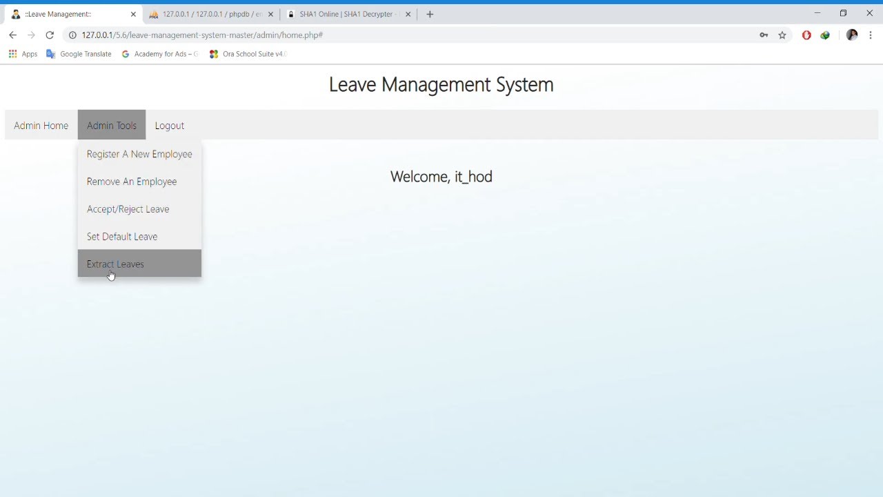 Leave Management System Project in PHP and MySQL