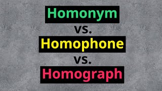 Homograph | Homonym | Homophone