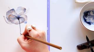 How to Paint Abstract Transparent Flower with Granulating Watercolor