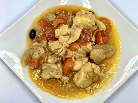 POLLO ALLA MEDITERRANEA CON POMODORINI E OLIVE - Ricetta secondo piatto facile e super buono!