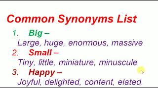 Common useful synonyms words