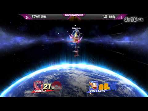 Shockwave 15 Smash 4 - F2P with Gibus (Bowser, Greninja) vs Infinity (Diddy) - Winners Bracket