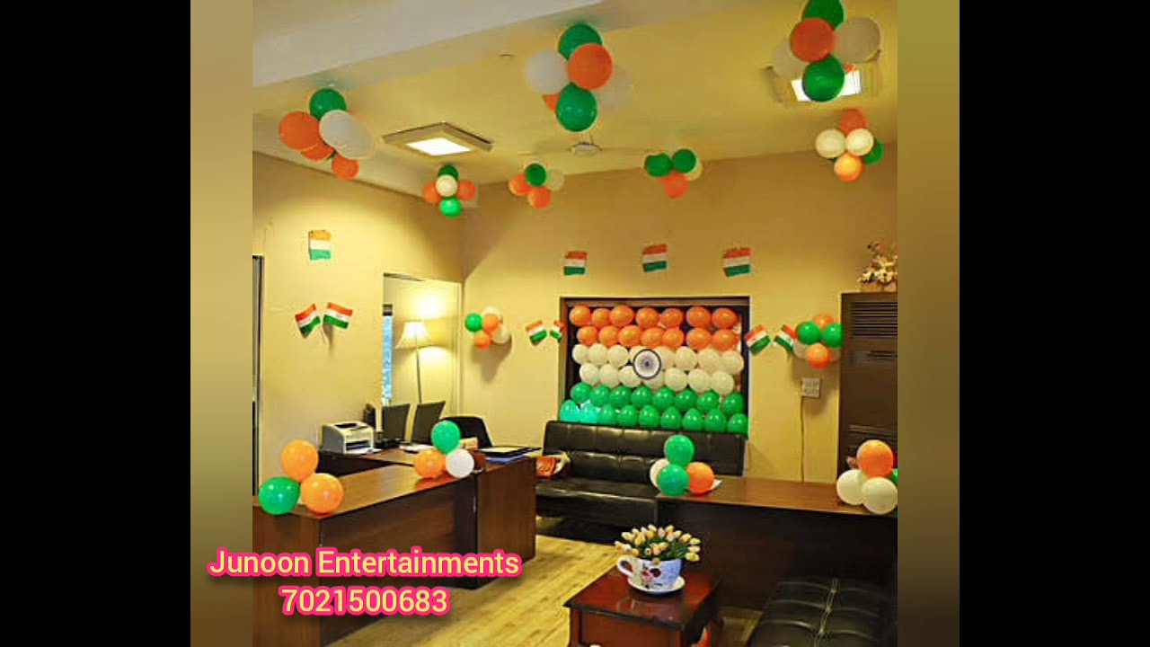 Balloon decoration ideas for Independence day| 15 August balloon decoration in Office, Hall, Terrace