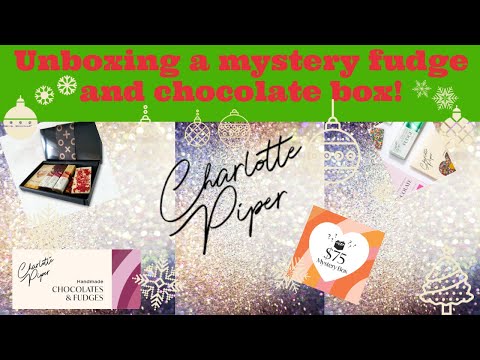 Unboxing mystery box of chocolate and fudge from charlotte piper! christmas gift food haul