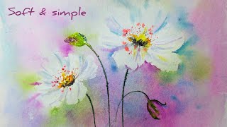 This Simple Watercolor Trick Looks AMAZING / soft watercolor flowers tutorial 