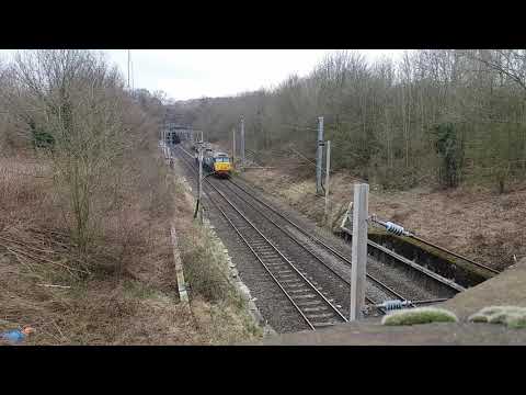 57002 pulling Class 90. Norwich to Crewe 21/2/18 at Northampton
