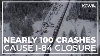 Nearly 100 crashes cause closure of I-84 in Eastern Oregon between Pendleton, La Grande