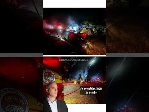 Incêndio atinge madeireira durante a madrugada em Siderópolis