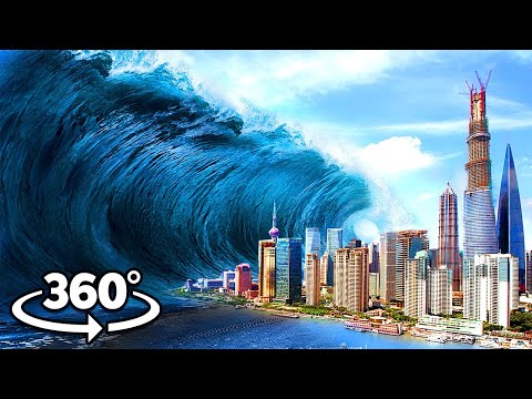 360 TSUNAMI WAVE HITS THE BEACH - How to Survive a Natural Disaster VR 360 Video