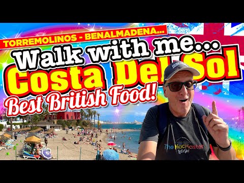 Walk with me to BENALMADENA from TORREMOLINOS for THE BEST BRITISH FOOD in The COSTA DEL SOL