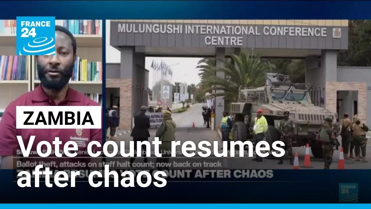 Zambia resumes vote count after pause over violence • FRANCE 24 English