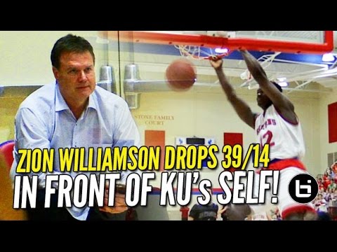 Zion Williamson BULLIES His Way to 39 & 14 in Front of KU's Bill Self! Raw Highlights!