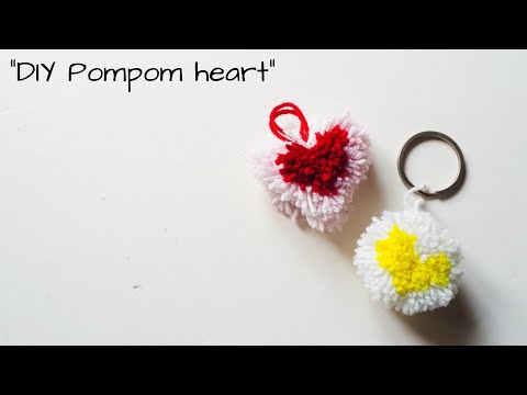 Easy Pom Pom Heart Making Idea with Fingers / How to Make Yarn Heart