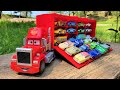 A trailer that finds a miniature car while running in the playset