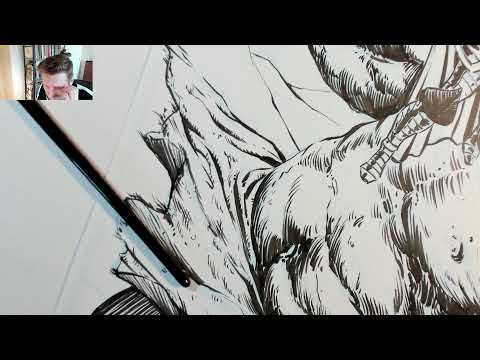 Inking Comics - Thor vs Frost Giant Part 2