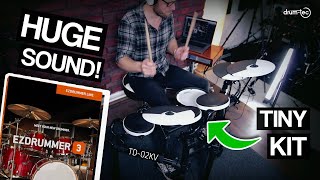 Video thumbnail for Toontrack EZdrummer 3 sounds triggered from tiny Roland TD-02KV e-drums 🤯 by drumtecTV